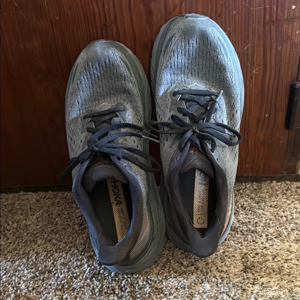 Hoka Gray Mesh Athletic Shoes with Cushioned Sole